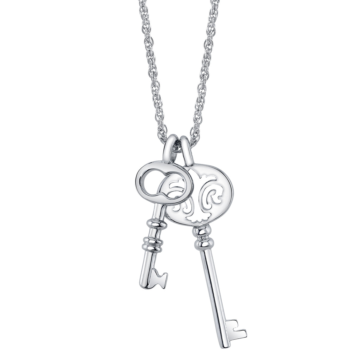 925 Sterling Silver KEY Pendant Chain Necklace A Key For Love Lock