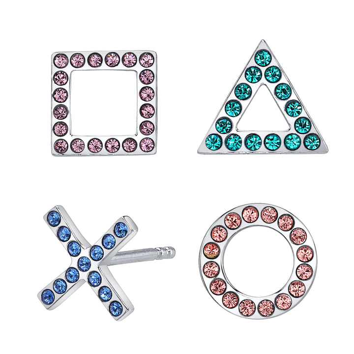 PlayStation X RockLove PLAYSTATION Crystal Shapes Stud Earrings