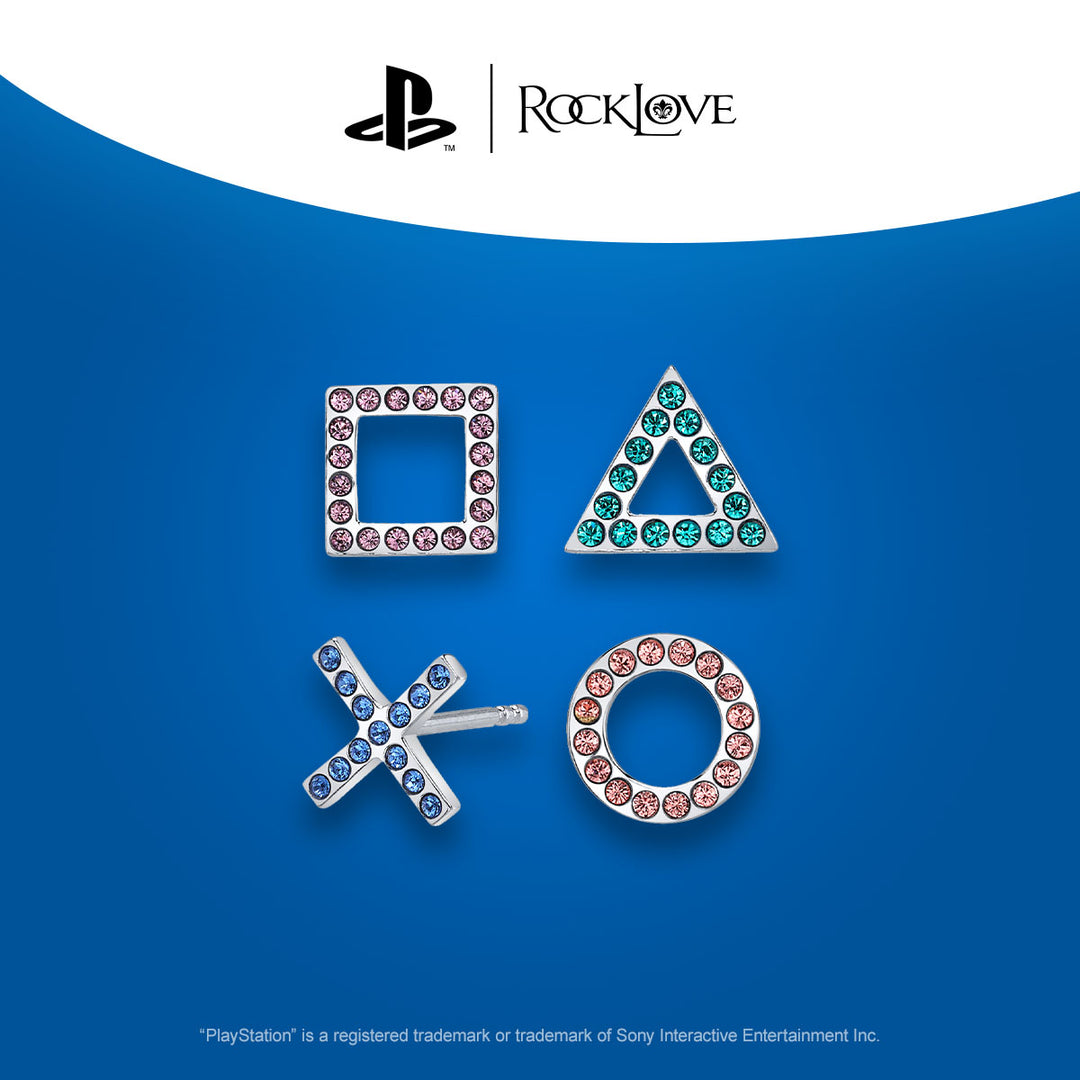 PlayStation X RockLove PLAYSTATION Crystal Shapes Stud Earrings