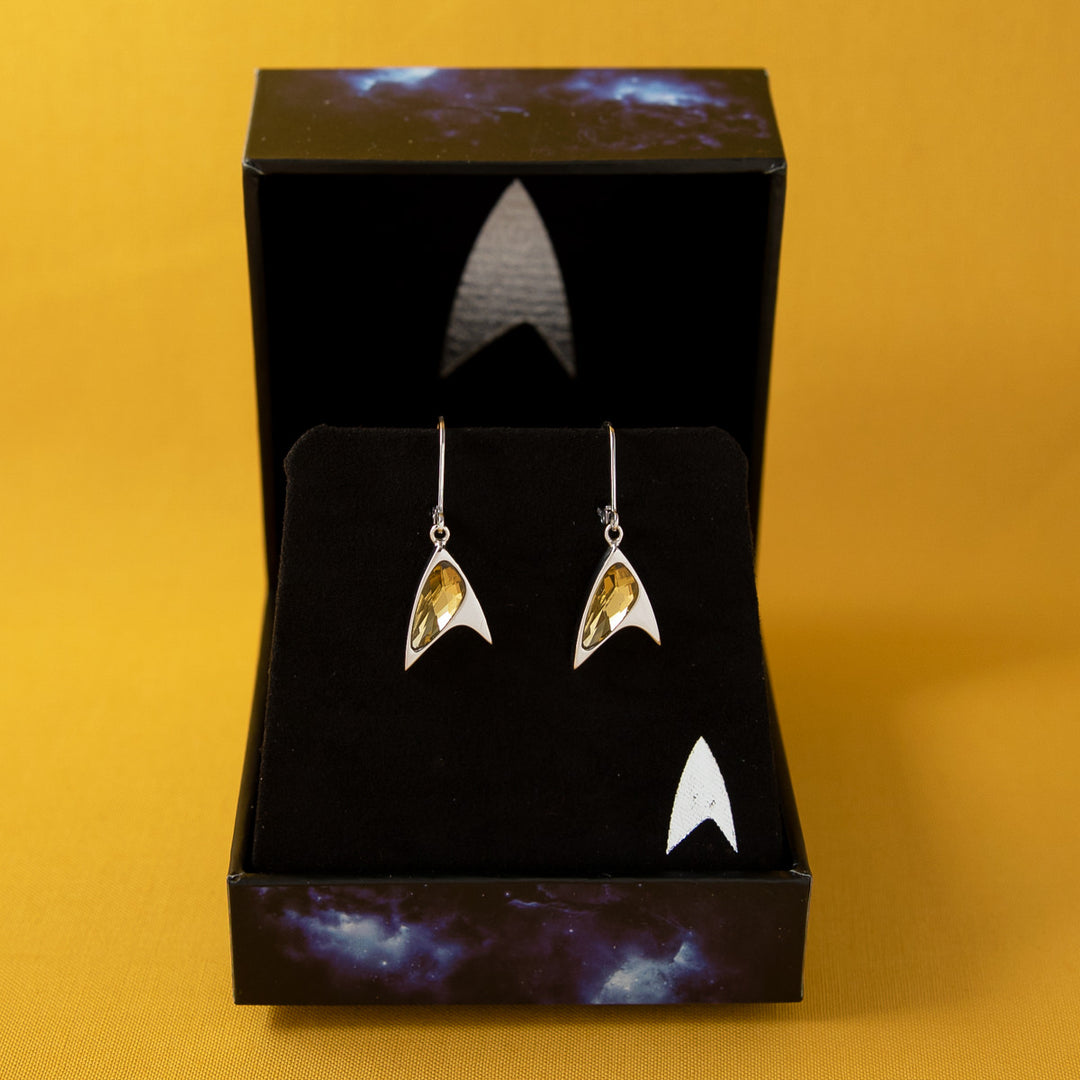 Star Trek X RockLove Yellow Crystal Delta Earrings