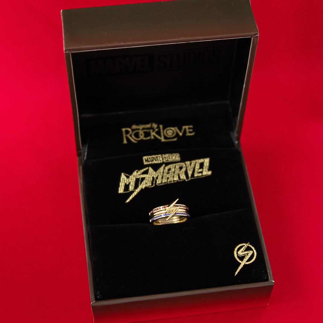 Marvel X RockLove MARVEL STUDIOS MS MARVEL Crystal Lightning Bolt Stacker Rings