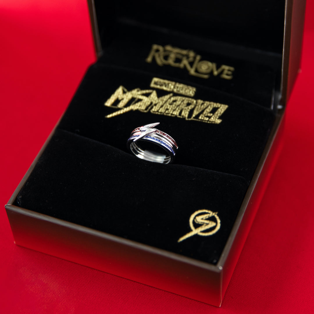 Marvel X RockLove MARVEL STUDIOS MS MARVEL Crystal Lightning Bolt Stacker Rings